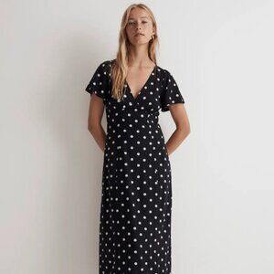 Madewell Midi Dress - Black Polka Dot - US 8-10